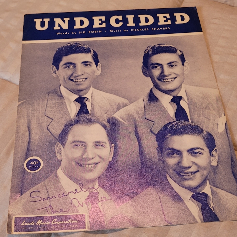 Undecided vintage Sheet Music Undecided vintage Sheet Music with words very coll